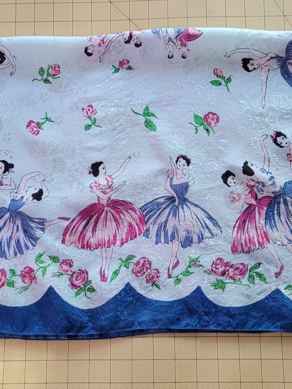 Beautiful Vintage Handpainted Ballerina Silk Scarf